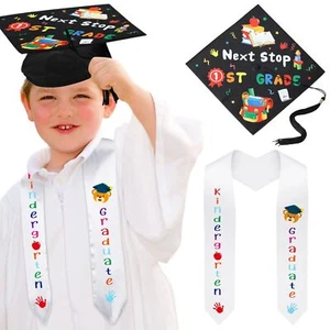 2025 Kindergarten Graduation Cap and Printed Graduation Stole Sash Preschool ... - Picture 1 of 7
