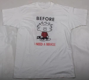 Vintage 1990s Grateful Dead Calvin & Hobbes Parking Lot Need a Miracle Shirt LRG - Picture 1 of 6