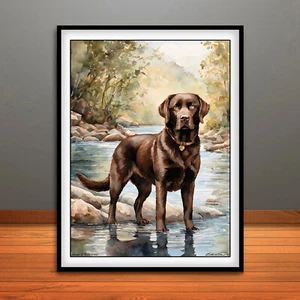 Chocolate Labrador Retriever Print, Poster, Dog Wall Art, Animal Decor - Picture 1 of 1