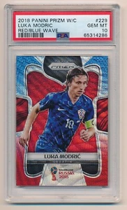 2018 Prizm World Cup Soccer Luka Modric Red Blue Wave PSA 10 Gem Mint #229 - Picture 1 of 2