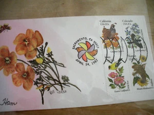 Flowers with butterfly 1982 First Day Cover Signed and # Block of 20 cent - Picture 1 of 1