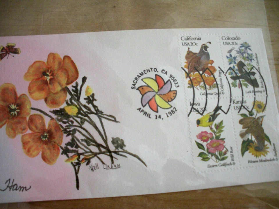 Flowers with butterfly 1982 First Day Cover Signed and # Block of 20 cent - Image 1 of 1