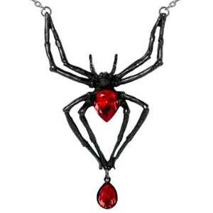 Black Widow Necklace, Spider, Arachnid Gothic, Deadly, Killer, Alchemy England - Picture 1 of 4
