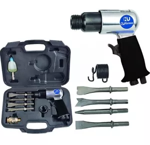 MARTELLO PNEUMATICO AD ARIA COMPRESSA SCALPELLATORE CON PUNTE E SCALPELLI 125mm - Foto 1 di 5