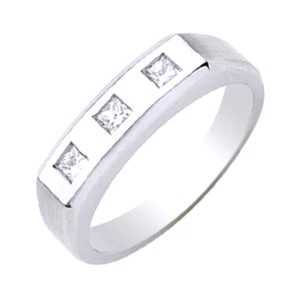 Princess Cut Diamant Herrenring 0,30 Karat 18 Karat massiv Weißgold - Bild 1 von 1