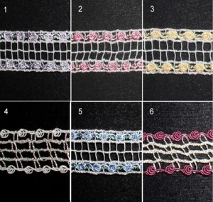 Rosebud Chain Trim Wired 1-1/4" Pink Blue Gold 56X CLOSEOUT - Picture 1 of 10