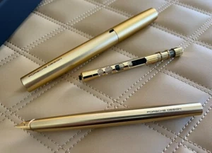 Porsche Design P3135 Solid Titanium 18K Gold Medium Nib Fountain Pen Gold Model - Picture 1 of 4