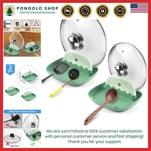 Plastic Spoon and Lid Rest Set 2 Pack Drip-Free Countertop Durable Heat-Resis... - Picture 1 of 9