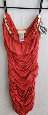 Vestido top halter fruncido ceñido al cuerpo ceñido al cuerpo Baby Phat, talla S, rosa fucsia Foto 1 de 4