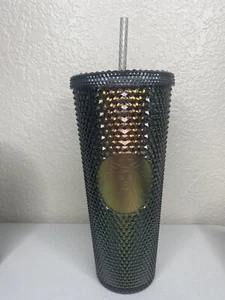 Starbucks Fall 2020 Black Iridescent Dark Bling Studded Tumbler 24 Oz Venti ☕️ - Picture 1 of 3