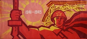 Ukrainian Soviet Oil Painting realism Propaganda Red Army man poster BIG - Picture 1 of 7