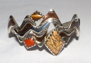 Carolyn Pollack Vier Ecken Multi-Stein Sterlingsilber & Kupfer Armreif Armband - Bild 1 von 7