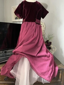 Stunning Vintage BHS Silk Taffeta Wine Colour Occasion Gown Age 10 (4 Layers ) - Picture 1 of 10