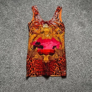 Versace H&M Sunset Sequin Mini Dress Sz 12UK 8US L Stampa Designer Shiny Party - Picture 1 of 14
