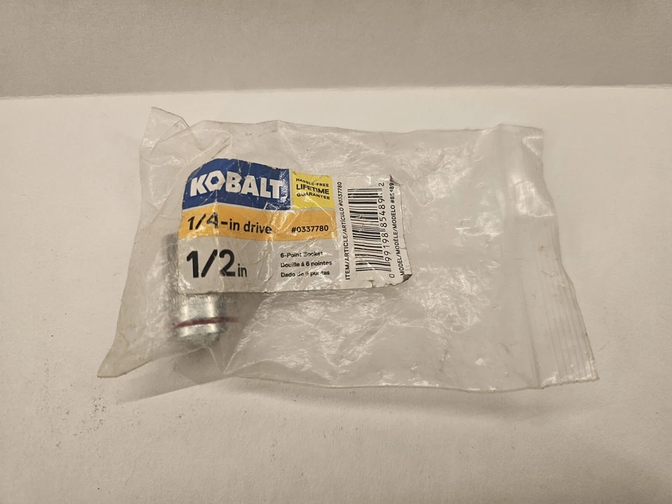 NEW, KOBALT 1/4 drive, 6 point, 1/2 shallow socket - Image 1 of 1