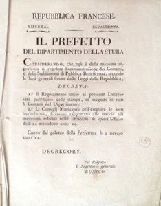 § DECRETO REPUBBLICA FRANCESE IN PIEMONTE 1803 - 28 pag. in italiano con tabelle - Foto 1 di 1