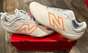 New Balance BurnX4 Cleats White Orange Sample Men Sz 8 Unisex - Picture 1 of 6