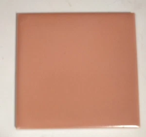 1 Wall Tile Mosaic USA 4-3/8" Square Semi Gloss Coral Pink Ceramic 1950s Vintage - Picture 1 of 7