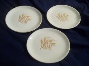 Vintage Golden Wheat Dish Homer Laughlin White Plate 22k Gold Set of 3 - 6 inch - Picture 1 of 4