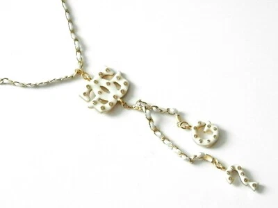 GUESS Damen Halskette Metall Golden Nylon Weiß 45 cm Zirkonia Luxus Trendig Chic - Bild 1 von 3