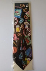 Vintage Tie 90s Beer Bar Sports Themed Novelty by Flavor Wear NOS - Picture 1 of 9