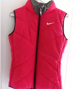 Nike Women's Reversible Puffer Vest Full Zip Training Vest Size M Red/Gray - Picture 1 of 15