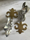 Fleur De Lis BookEnds Silver Metal Gold SET of 2 Heavy Book Ends with Bases WOW!