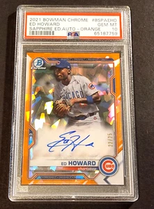 2021 Bowman Chrome Ed Howard Sapphire Orange Atomic Refractor Auto /25 PSA 10 - Picture 1 of 2