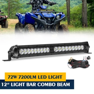 Barra de luz LED de una fila de 12" punto súper delgado conducción de inundación todoterreno ATV UTV 6000K - Imagen 1 de 12