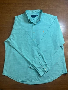 Ralph Lauren Button Down XXL Teal Graph Check Custom Fit Embroidered Orange Logo - Bild 1 von 10