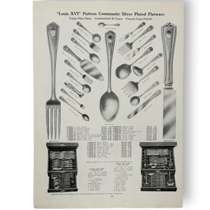 1914 Louis XVI Pattern Community Silverplate Vintage Print Ad Catalog Page - Picture 1 of 1