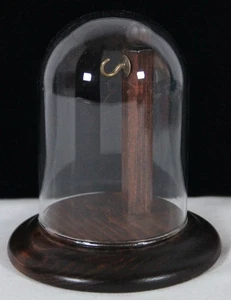 WALNUT STAINED WOODEN WITH A GLASS DOME FOR DISPLAYING POCKET WATCH 5" TALL NEW - Picture 1 of 5