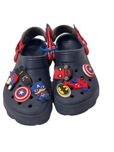 CROCS Shoes Size C 11 Navy Blue Boys Girls Kids Classic Clogs w/ Jibbitz Hero - Picture 1 of 8
