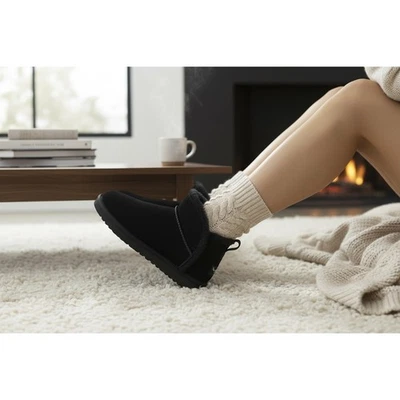 Koolaburra by UGG Koola Ultra Mini 黑色靴子 9 码 | 舒适冬季毛皮衬里 — 第 1/4 张图片