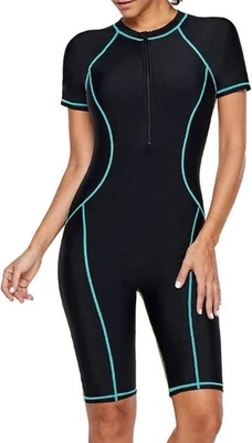 Damen Surf Rashguard Badeanzug Ganzanzug Sonnenschutz Quallen Schwarz Blau M - Bild 1 von 4