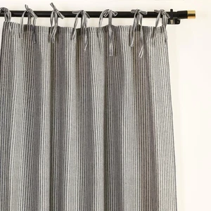 Gauze Striped Curtains, Boho Linen Gauze Tie Top Hanging Curtains 2 Panel Set... - Bild 1 von 7