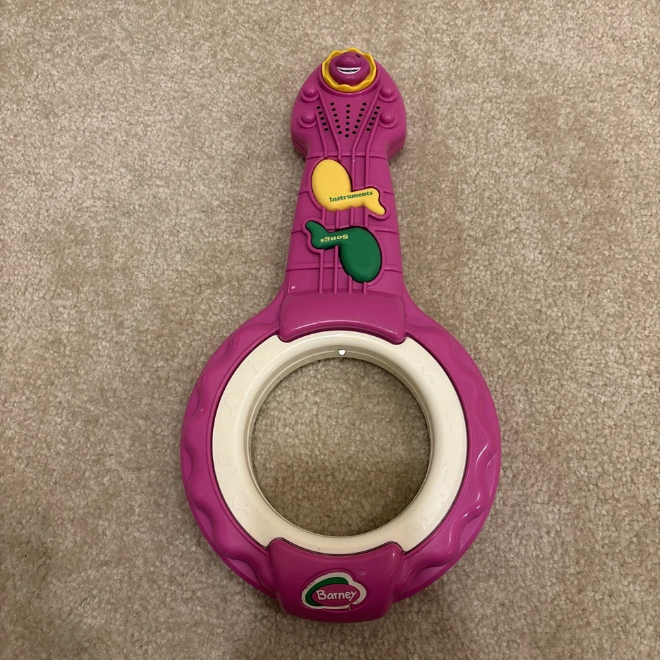 Barney Dinosaur Playskool Purple Musical Ring Guitar Banjo Songs 1997 Working - Image 1 of 4
