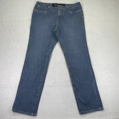 Pantalones de mezclilla Christopher Blue para mujer 14 azules rectos tiro medio elásticos lavado oscuro Foto 1 de 4