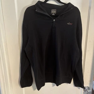 Men Greg Norman shark black cotton pullover long sleeve sweater Size XL 1/4 Zip - Picture 1 of 6