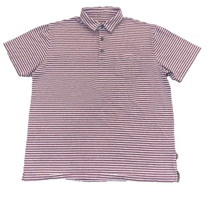 Patagonia Men’s Polo Shirt Red/Blue Striped Organic Cotton Pocket Size Large VGC - Picture 1 of 8