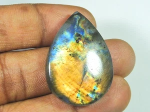 25X38MM Natural Labradorite Pink Purple Flashy Pear Cabochon Loose Gemstone D387 - Bild 1 von 9