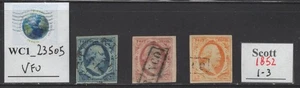 WC1_23505.NETHERLANDS. Valuable 1852 KING WILLIAM III cplt. set. Sc.1-3. Used - Picture 1 of 1