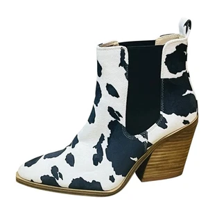 Barn Babe Lederstiefel Western Kuhmuster seitlich/elastisch gestapelt/Absatz Gr. 7,5 - Bild 1 von 14