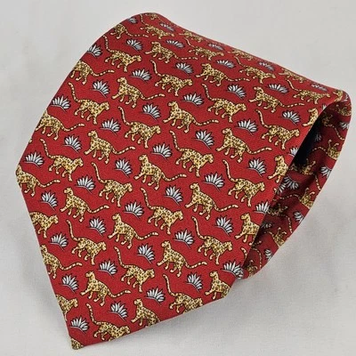 Corbata Brooks Brothers Makers roja con estampado de animales de jaguar 100 % seda italiana hecha en EE. UU. Foto 1 de 3