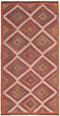 Винтажный шерстяной ковер ручной работы Tribal 6 футов 6 дюймов x 12 футов 9 дюймов - Изображение 1 из 4