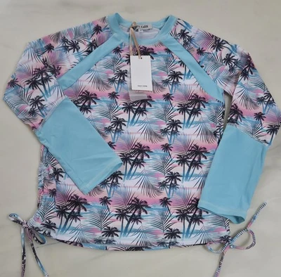 Camisa de Natación Grace Karin Niñas 14Y Rosa Aqua Estampado de Palma Manga Larga Nueva con Etiquetas  Foto 1 de 4
