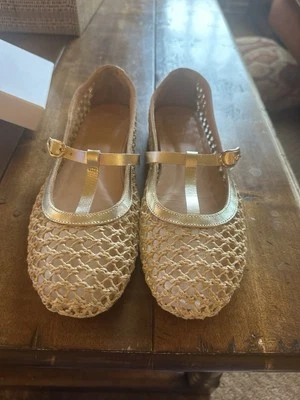 Ancient Greek Sandals Aerati Raffia Leather Flats SIZE  39 - Image 1 of 4