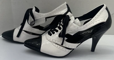 Disfraz de Gángster Pleaser Dama Tacones Blanco y Negro Talla 6.5 - Halloween Foto 1 de 4