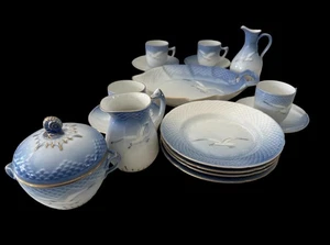 RARE 17 PIECE BING & GRONDAHL SEAGULL AFTERNOON DEMITASSE ESPRESSO COFFEE SET - Picture 1 of 13