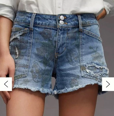 Pantalones Cortos Denim ANTHROPOLOGIE Pilcro The Wanderer Distressed Floral Débil 31 12 L Foto 1 de 4